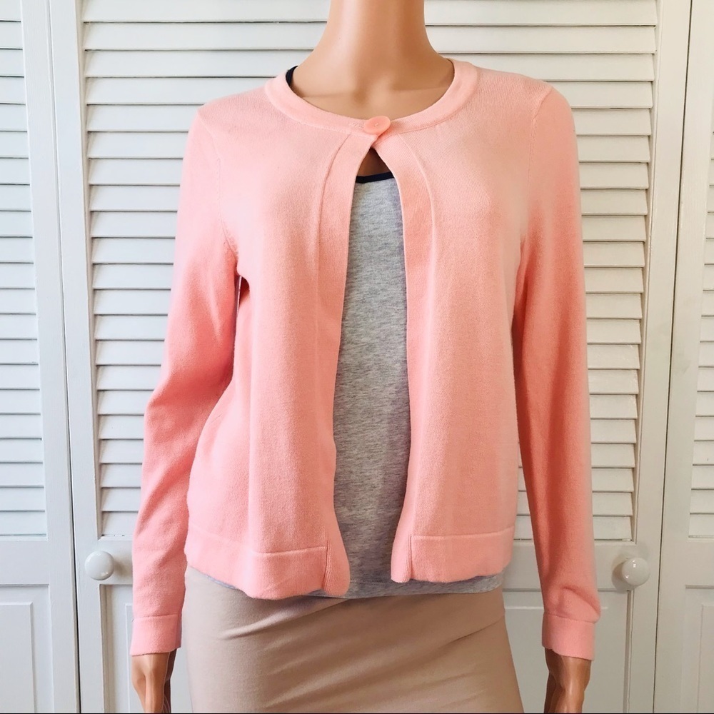 STUDIO WORKS Pink Cotton Sweater Cardigan Size PS